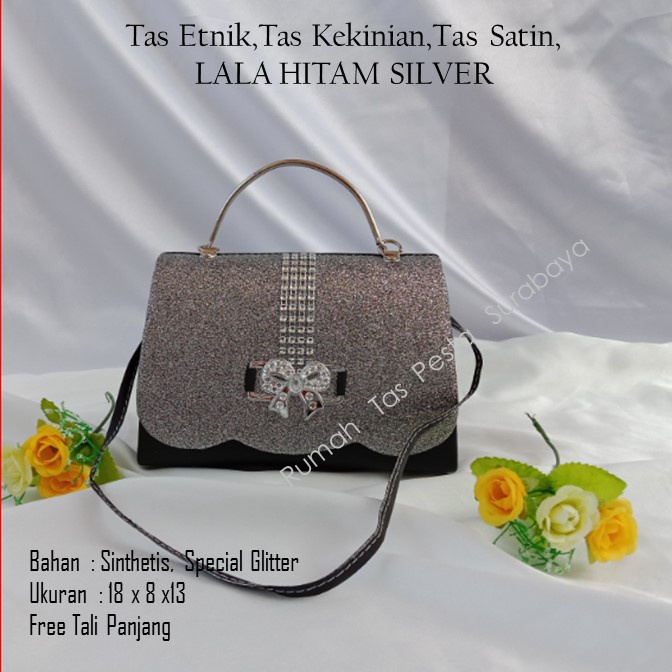 Tas Etnik,Tas Kekinian,Tas Satin,LALA HITAM SILVER