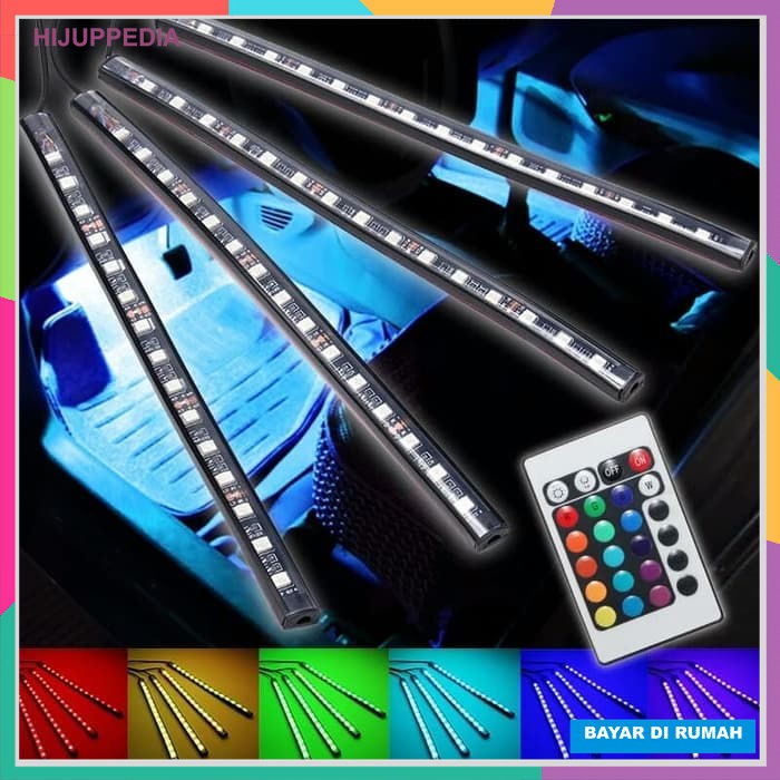 Universal LED Kolong Dashboard RGB  Lampu Kabin Interior Mobil Remote RGB Warna Warni