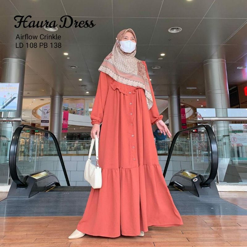 Gamis Busui Airflow crinkle HAURA DRESS by AK Premium anti kusut