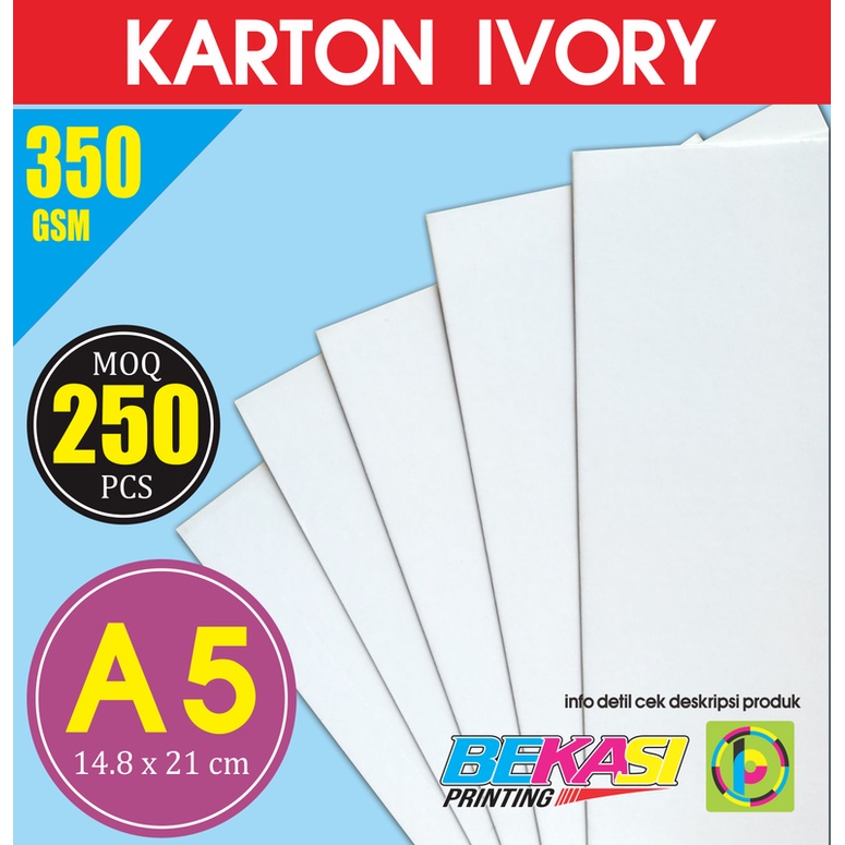 

Karton Carton IVORY 350 GSM Ukuran A5 14.8x21 cm isi 250 Lembar