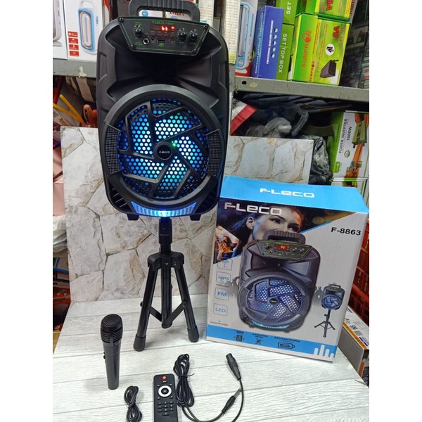 Speaker Karoke Fleco F 8863 Plus Stand + Free Mic X Bass- Salon aktif