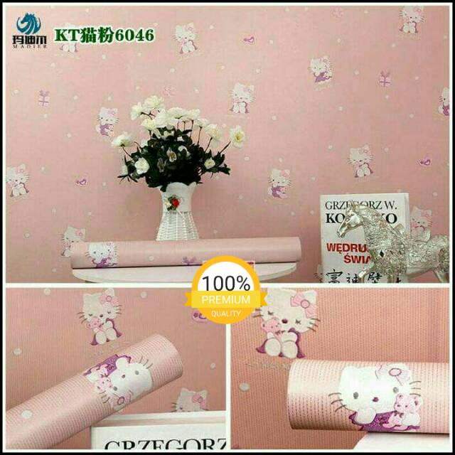 Wallpaper dinding murah ruang tamu kamar tidur anak Hellokitty cantik