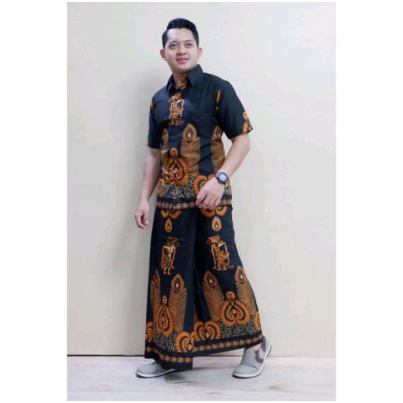 sarung setelan baju kemeja koko pria batik solo kualitas premium/Baju Muslim Dewasa / Baju Koko Sete