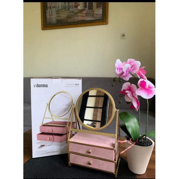 jewelry box pink n mirror informa