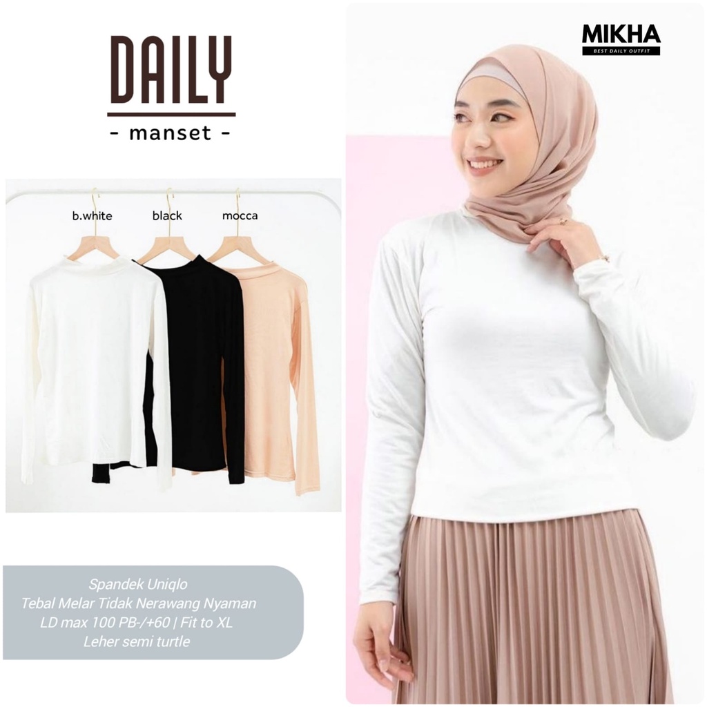 DAILY MANSET / DALAMAN MANSET LENGAN PANJANG TEBAL / BAHAN SPANDEK UNIQLO / SIZE FIT XL