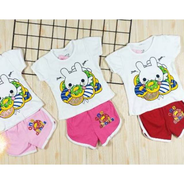 Baju Anak Setelan Cewek CIN HO Putih Motif RANDOM Mulai 3bln