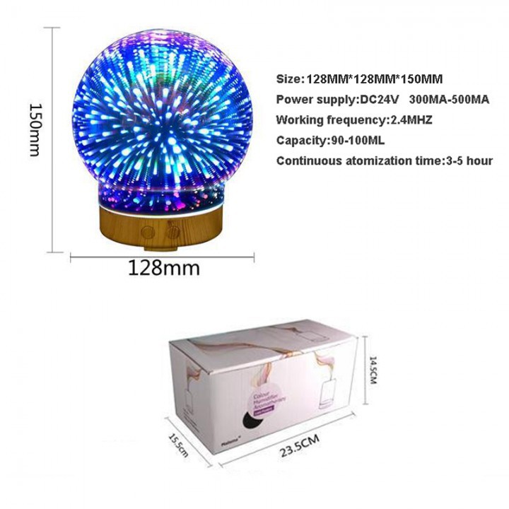 Humidifier 3D-05 Glass Circle Light Essential Oil Aroma Diffuser 100ML