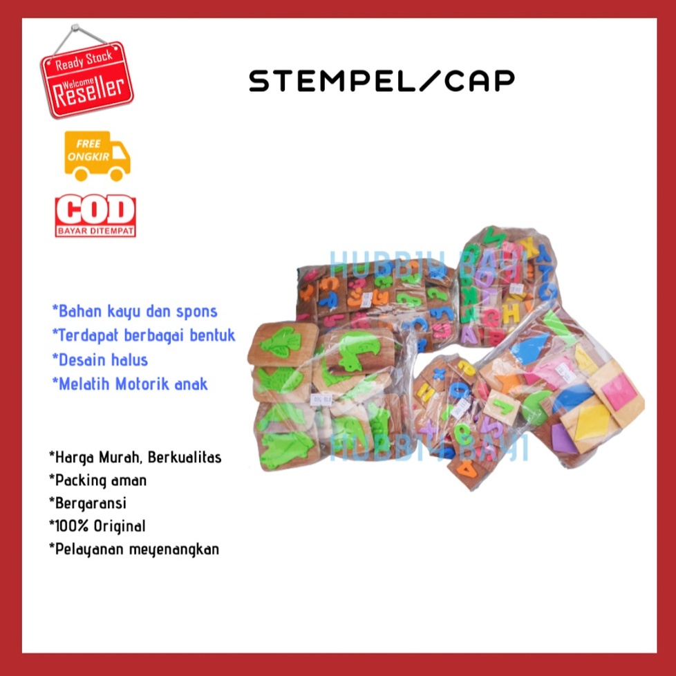 Mainan Edukasi Anak PAUD TK Stempel Angka Stempel Hijaiyah Huruf Hewan bentuk Geometri