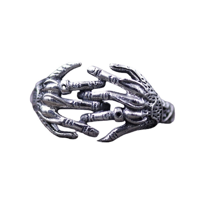 Cincin Model Terbuka Adjustable Desain Tangan Hantu Untuk Pria
