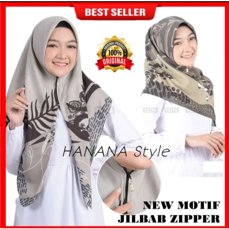 HIJAB MOTIF ZIPPER _ HIJAB SEGI EMPAT VOAL RESLETING LESER CUT MURAH
