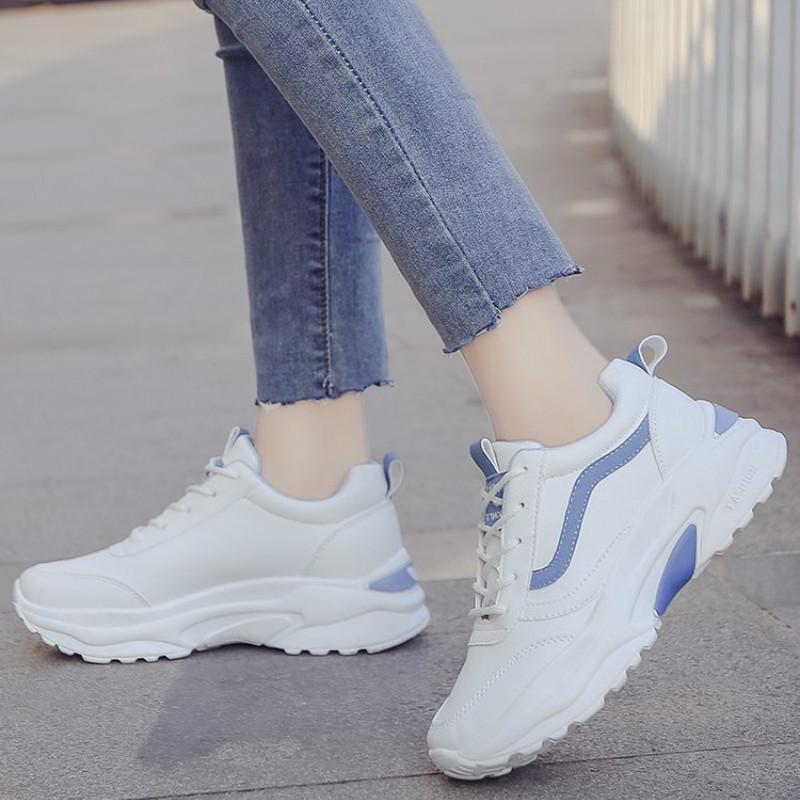 IELGY Sepatu  Sneakers  Wanita  Bertali Warna Putih Gaya 