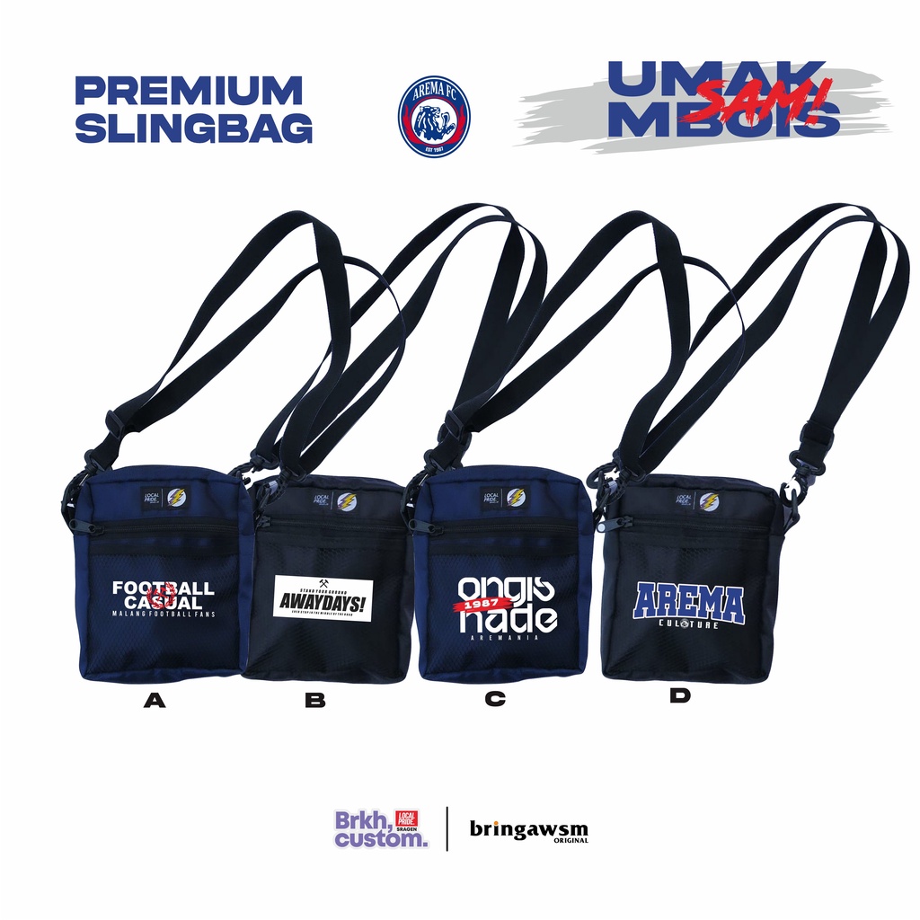 TAS SELEMPANG AREMA AREMANIA MALANG AREMANITA FANS HOLIGAN TAS DISTRO TAS BOLA BRKHCUSTOM