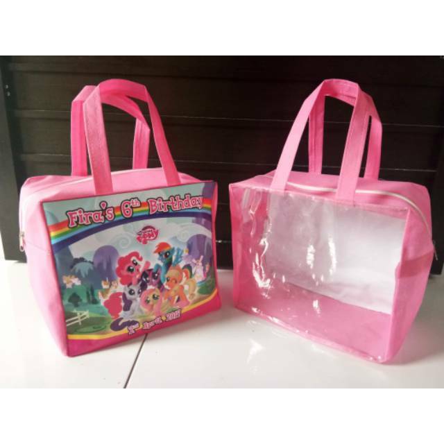 

CUSTOM tas souvenir ultah resleting kombinasi mika little pony