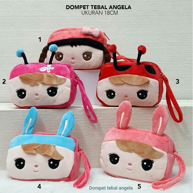 Tas dompet boneka hello Kitty impor pretty angela metoo tempat pensil sekolah souvenir