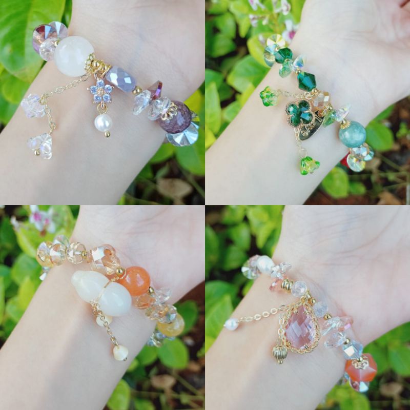 Gelang Titanium batuan warna Korea Swarovski Cantik