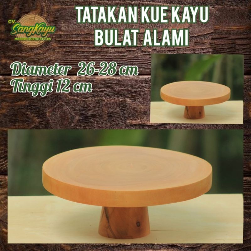 Rak kue kayu alami 26-28x12cm wooden cupcake stand natural tatakan kue