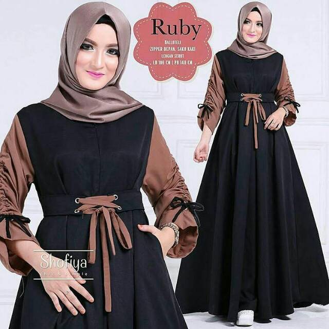 Ruby Dress Baju Gamis Muslim Wanita Terbaru Design Kekinian Harga Murah Kualitas Bagus