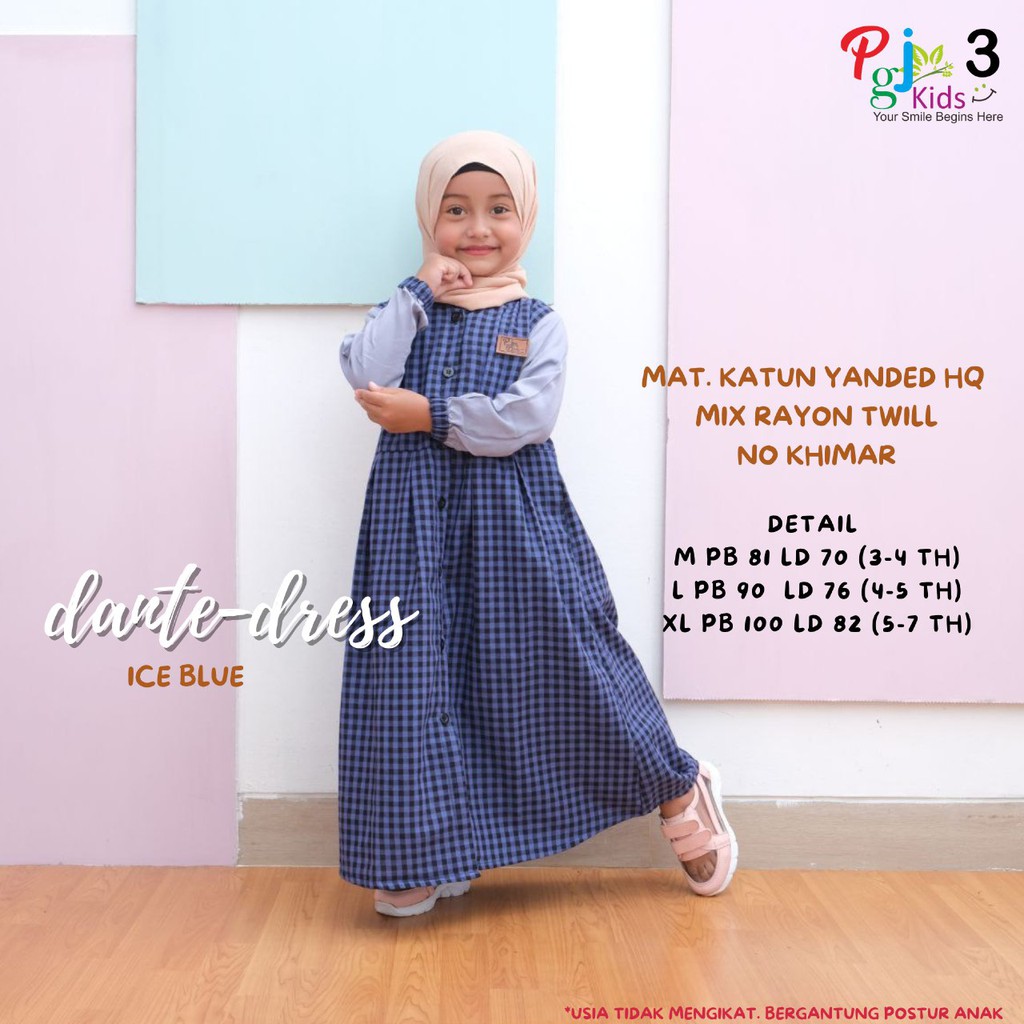 Gamis Anak Balita TK Katun Kotak Kotak Dress Muslim Anak Perempuan Kekinian Terbaru