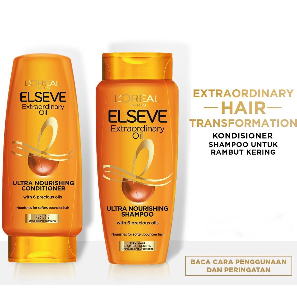 SHAMPOO / CONDITIONER L'Oreal Paris Elseve Extraordinary Oil Ultra Nourishment - Ukuran 330ml / 280ml / 170ml - PENCUCI RAMBUT Loreal Shampo Sampo Condisioner Kuning Gold Melembutkan &amp; Mudah Diatur &amp; Tidak Mudah Kusut