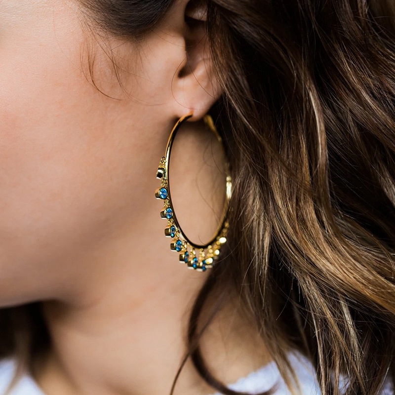 Fancyqube Anting Hoop Rumbai Lingkaran Besar Warna Emas Untuk Wanita