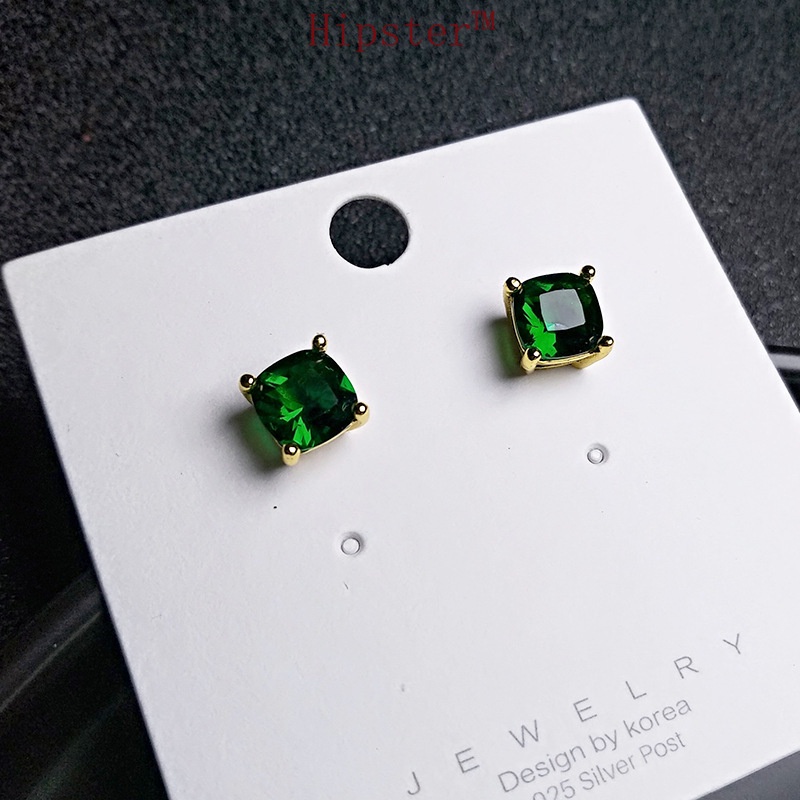 Hot Sale Fashion Socialite Style Green Crystal Simple Stud Earrings