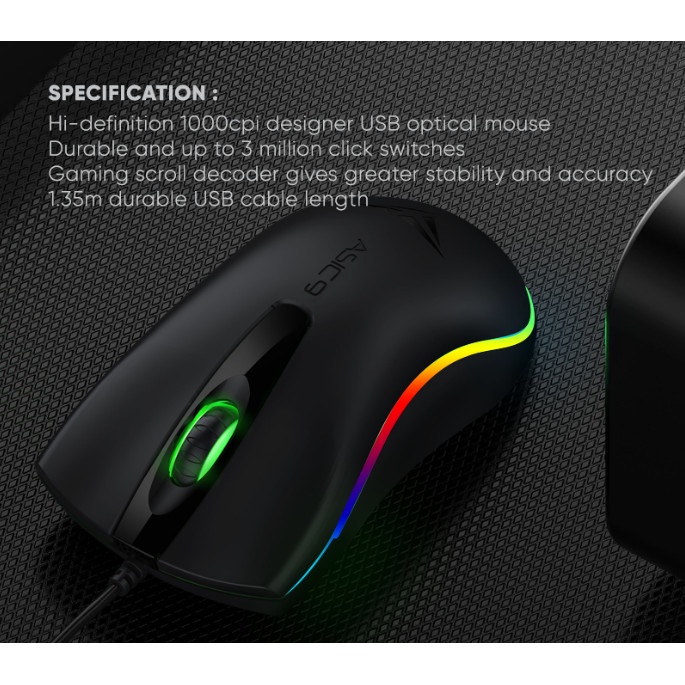 Alcatroz Wired Mouse Asic 9 RGB FX 1000CPI