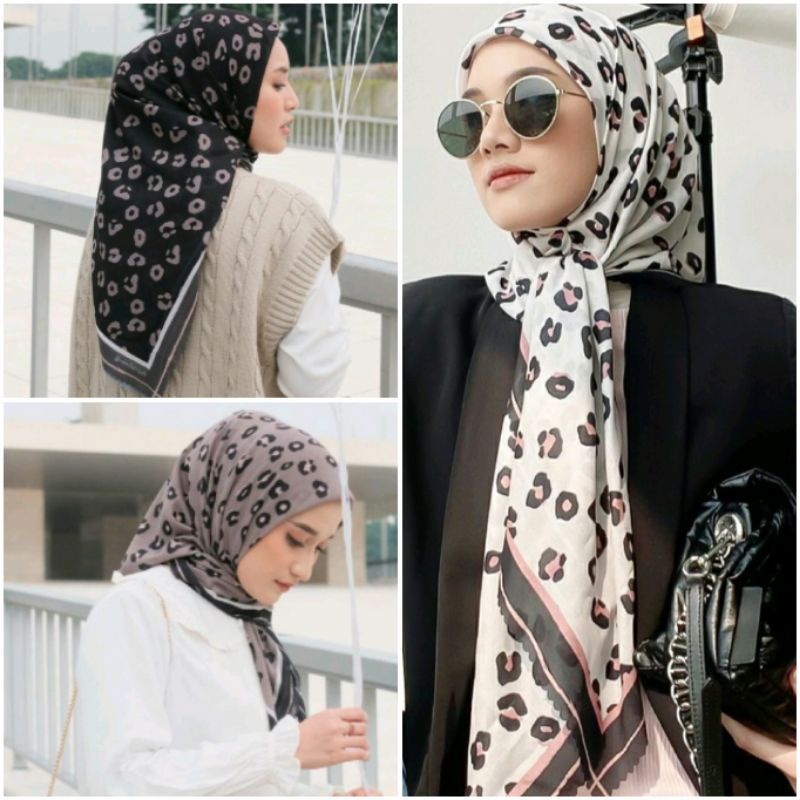 HIJAB DENAY SEGI EMPAT HIJAB VOAL MOTIF LEOPARD VOAL LASER CUT PREMIUM