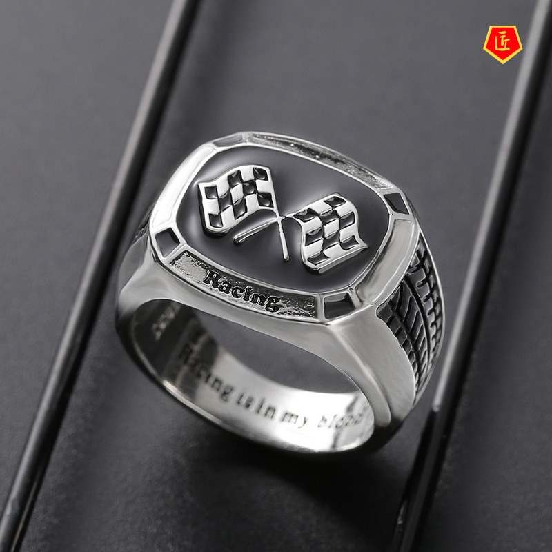 [Ready Stock]Classic Fashion Men's Silver Black Ring