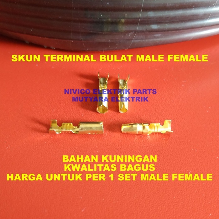 Skun Bulat Set Female Male/ Skun Bulat 1 Set Male Female/Skun Kabel Connector Bulat/Skun Kabel motor