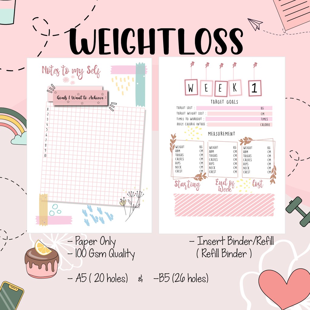 

PLANNER DIET / ISI BINDER / WEIGHT LO PLANNER JOURNAL Loose Leaf
