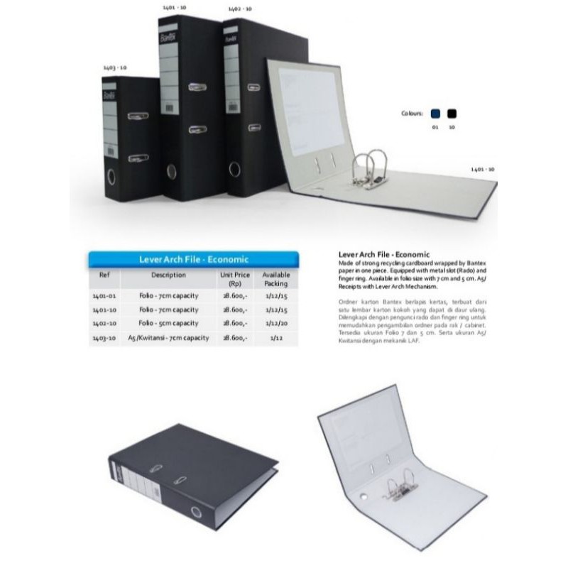 

Ordner Bantex Karton 1401(F4)-1402(F4 small)-1403(A5)