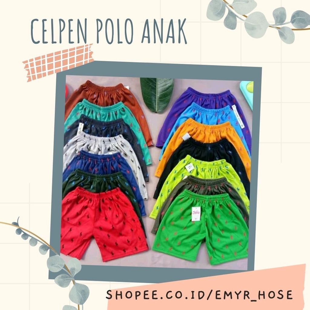 CELANA PENDEK ANAK POLO | CELANA KOLOR ANAK POLO 1-8 TH