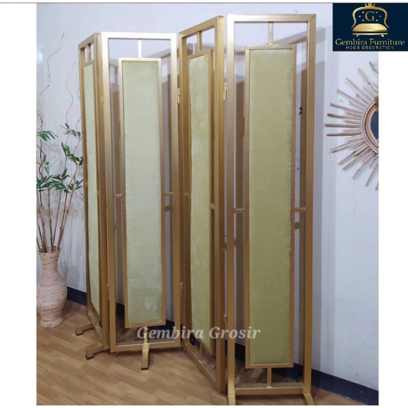 partisi penyekat sekat pembatas ruangan custom promo murah gold besi minimalis cafe restoran