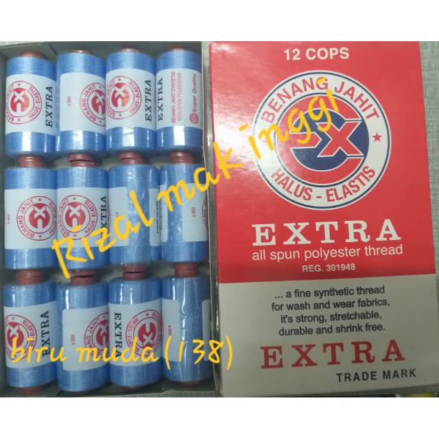 Benang jahit extra biru muda(138) 500 yards
