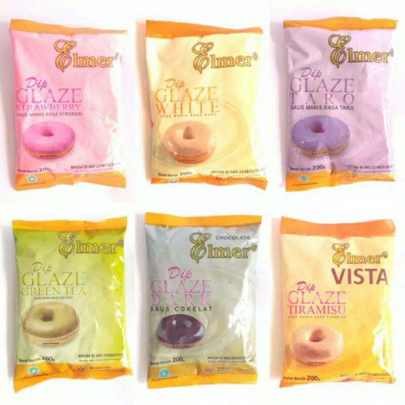 Elmer Dip Glaze 200 gr | Topping Donat | Selai Roti