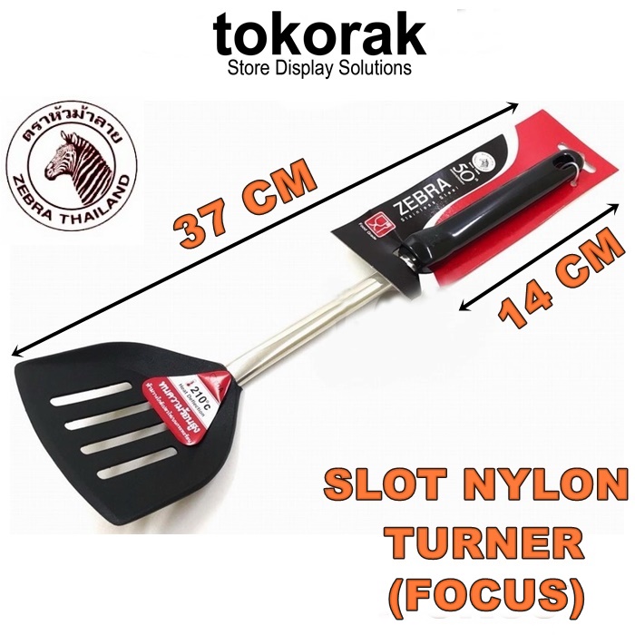 SPATULA ZEBRA SLOT NYLON TURNER FOCUS 104111 SODET STAINLESS - SUTIL