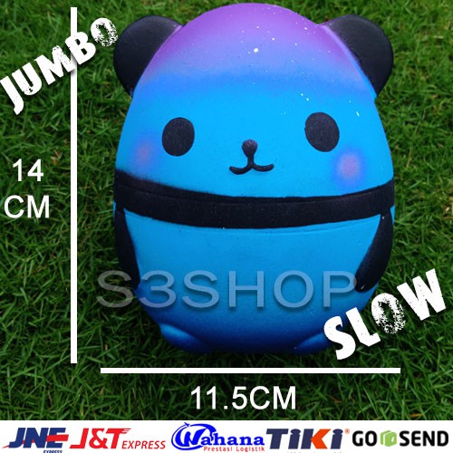 Squishy Jumbo Panda Egg Galaxy Biru