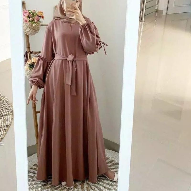 BRIELA | S M L XL XXL XXXL 5L | Maxi Dress Baju Gamis Syari JumboPolos Wanita Muslim Big SizeBahan Moscrepe-4