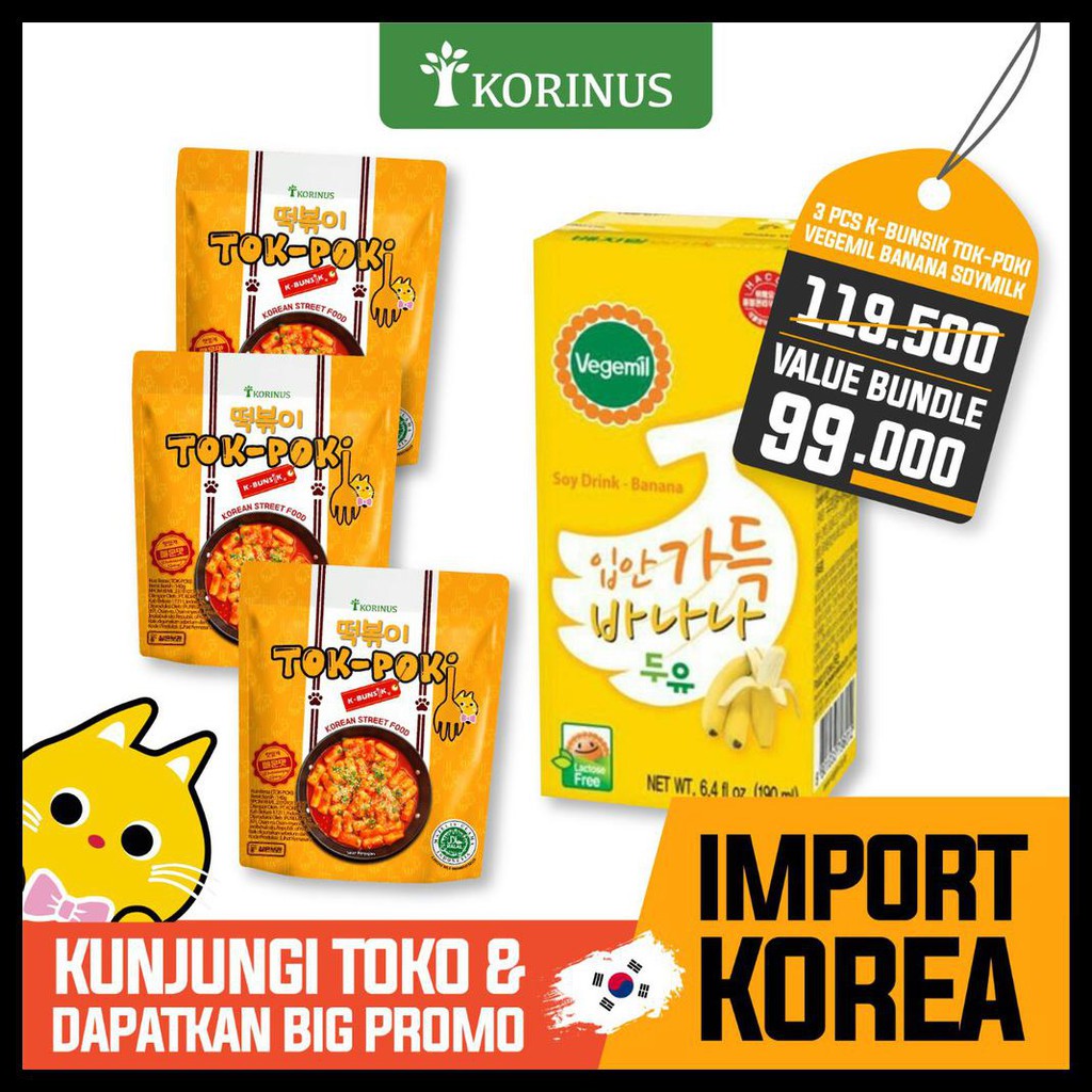 

PASTI READY PAKET HEMAT BUY 3 TOKPOKI + VEGEMIL BANANA MILK 190GR