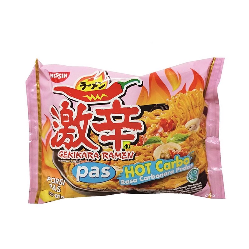 Jual Nissin Gekikara Ramen Rasa Carbonara Pink Porsi Pas 80gram