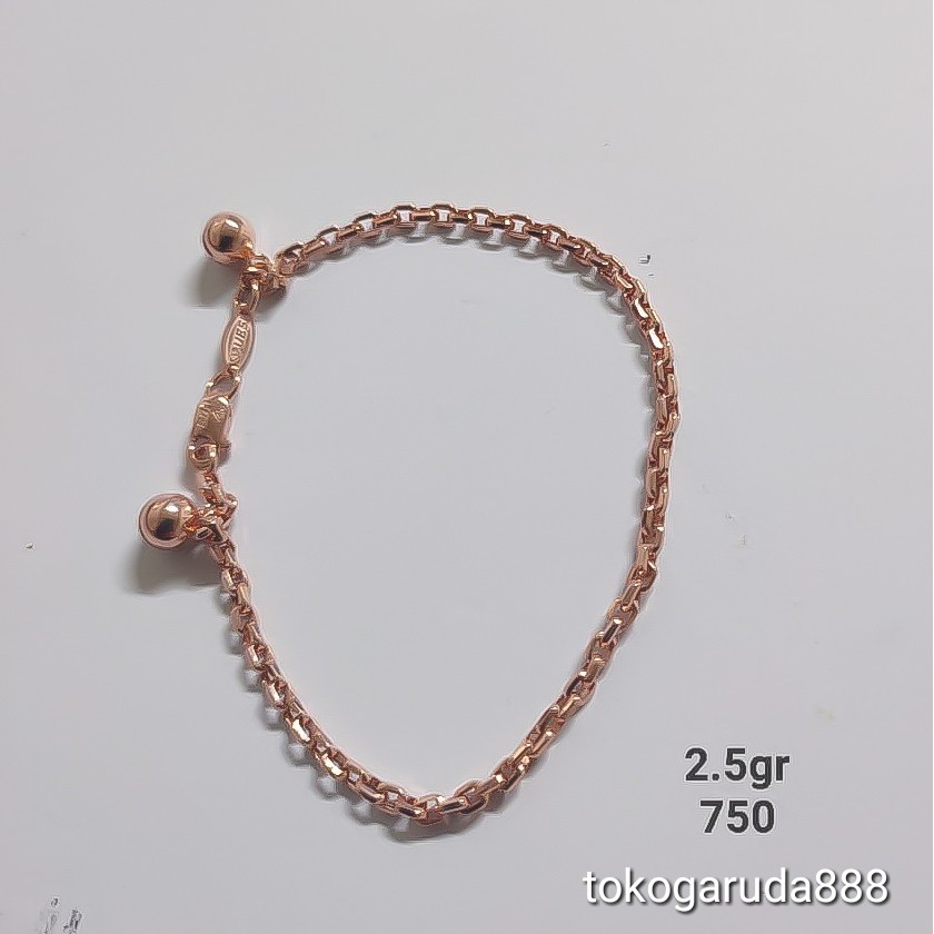 Rantai tangan kaki gelang tali anak dan dewasa emas asli kadar 70% 700 tiger segiempat padat cowok cewek 750 75 gold