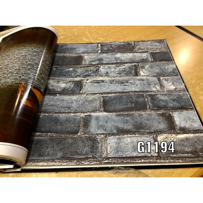 Wallpaper Dinding Korea 3D Bata Abu Coklat Natural