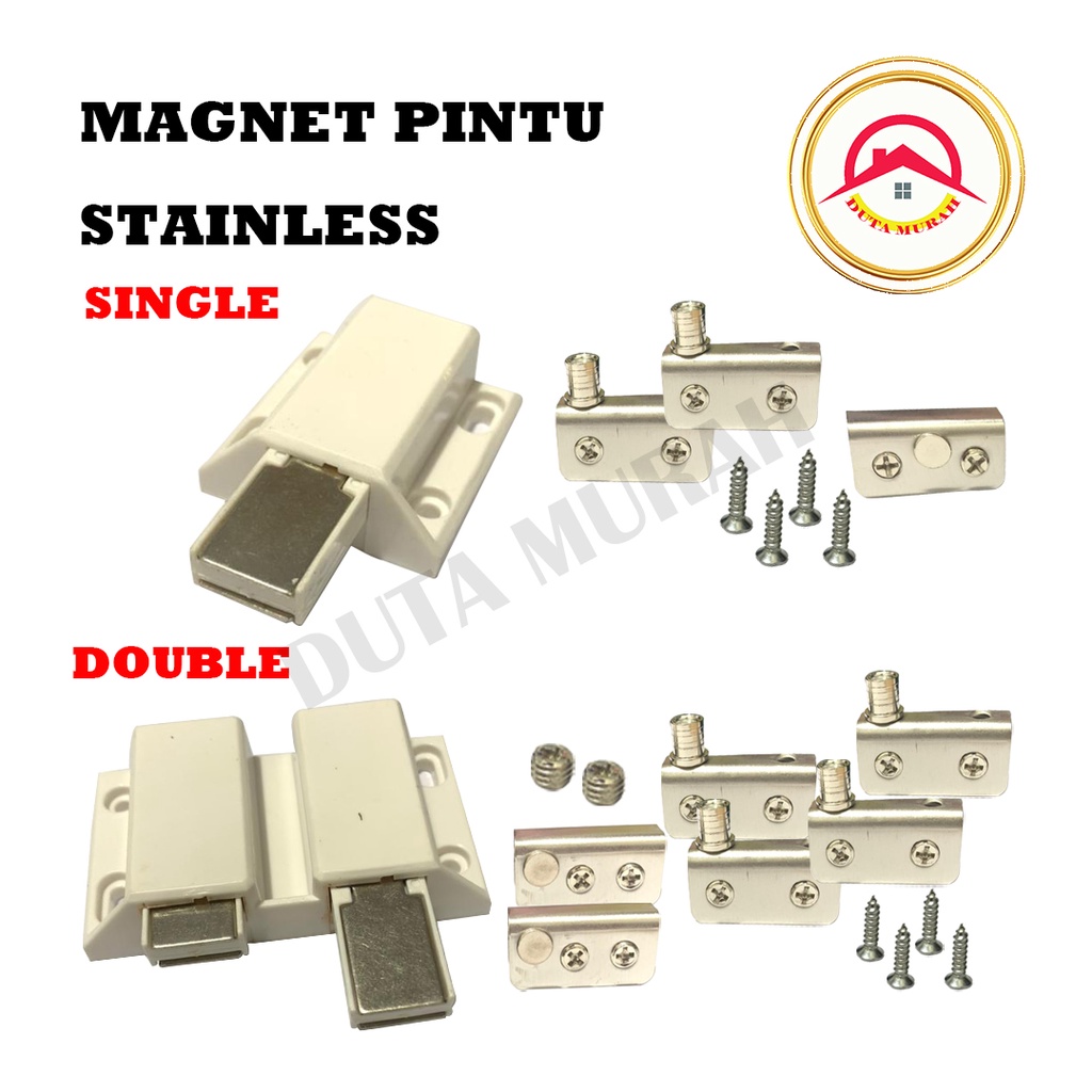 Engsel Kunci Magnet Pintu Kaca SS / Magnet Double / Singel Push Open Pintu Kaca isi ( 1 Set)