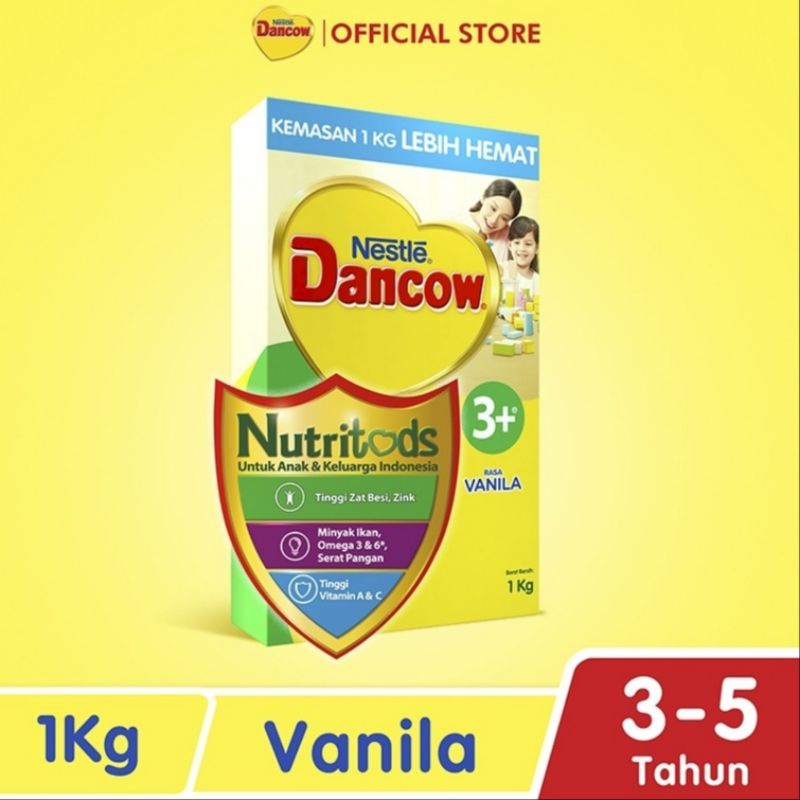 Nestle Dancow 3+ 3 Plus dengan Nutritods Susu Pertumbuhan Rasa Vanila 3-5 Tahun 1Kg 1 Kg