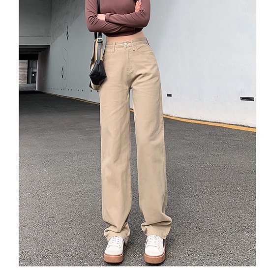 kakak_clother-Korean style straight leg loose khaki jeans