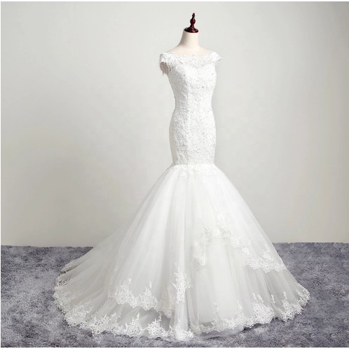 gown pengantin mermaid soft tulle sabrina