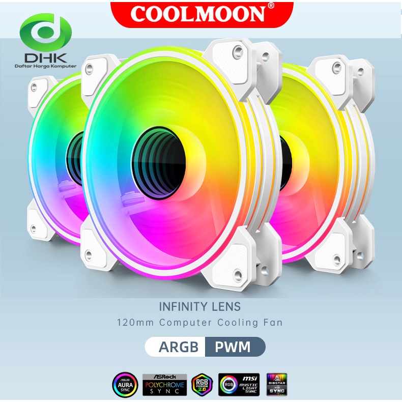 Fan coolmoon WF1 Infinity Lens 5v 3Pin ARGB Pwm 12Cm