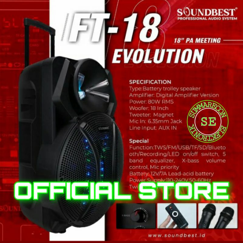 speaker portable wireless original soundbest ft18 evolution bluetooth speaker karaoke 18 inch