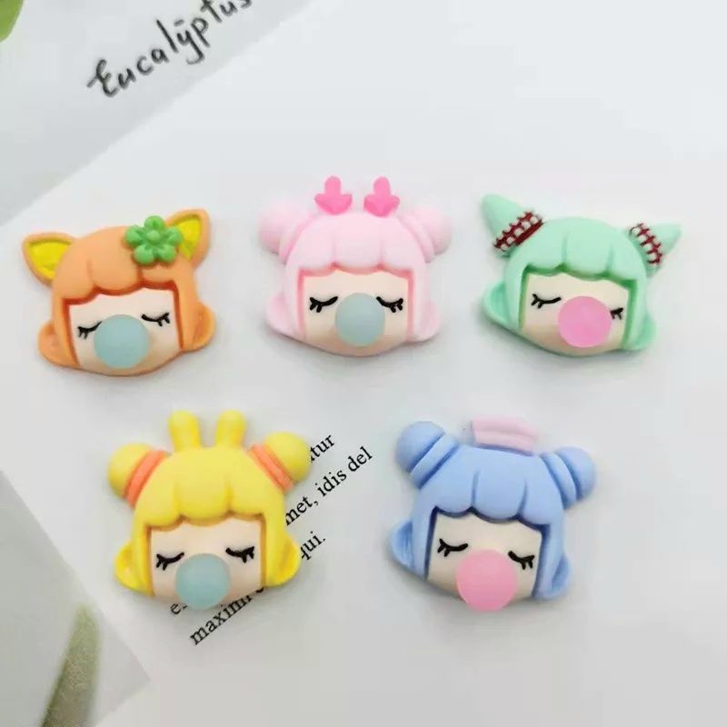 Resin clay cartoon bubble girl 10pc mix warna