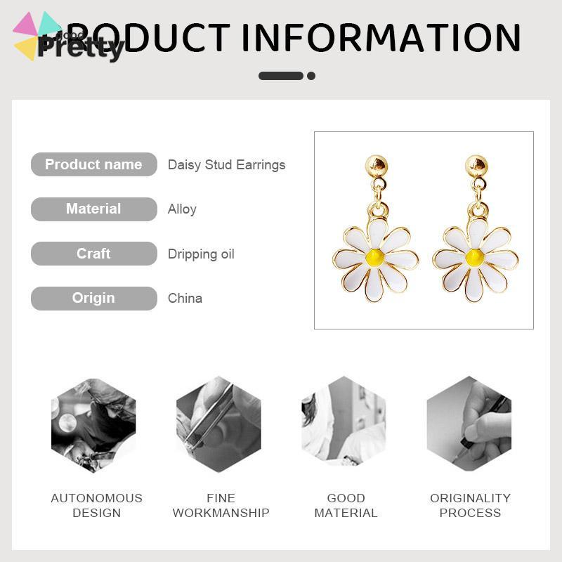 925 Silver Daisy Earrings Fashion Anting Pejantan Bunga Matahari Manis Segar - PD